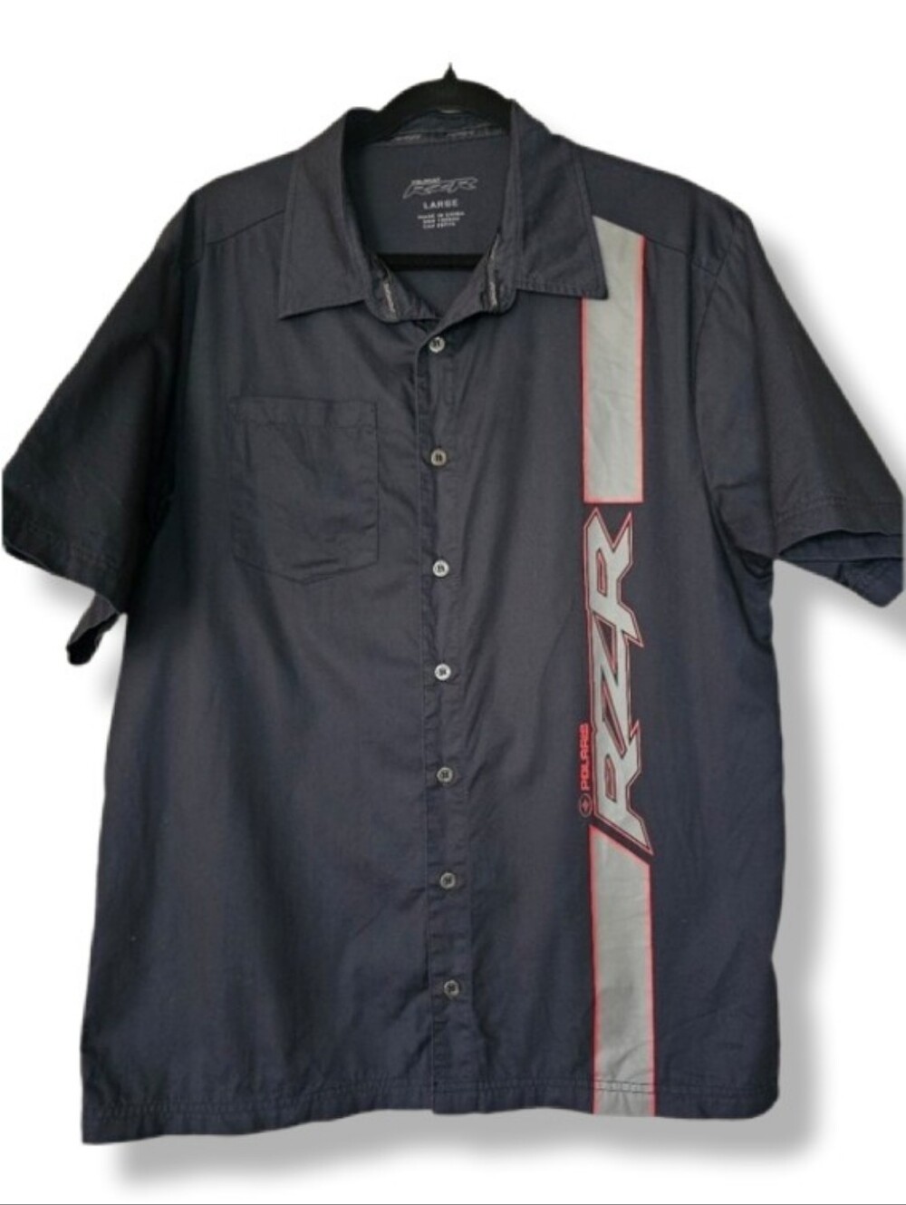 Polaris RZR Button Down Short Sleeve Pit Shirt Logo Off Road Outdoor Workwear